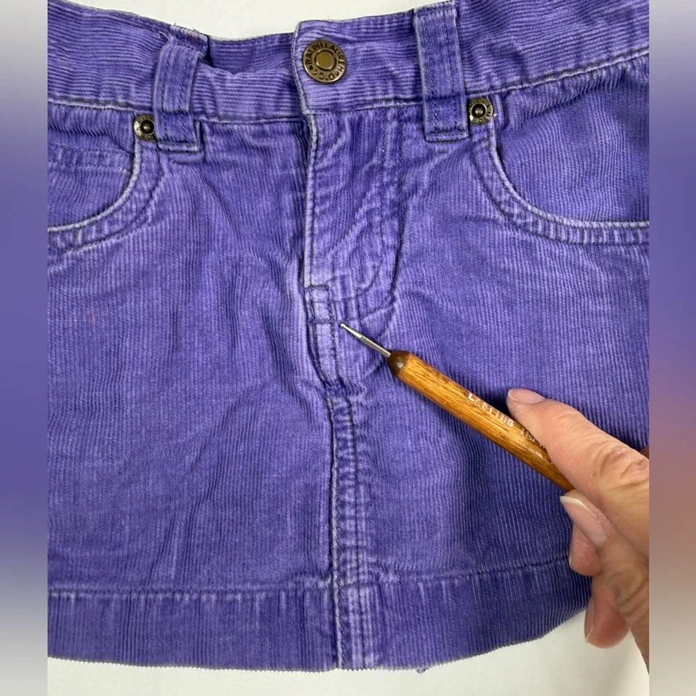 RALPH LAUREN Girls Corduroy Mini‎ Skort 4/4T Purple Pleated Pony Logo Preppy Y2K